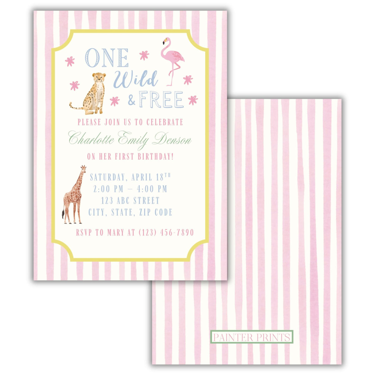 Preppy Animal Birthday Invite