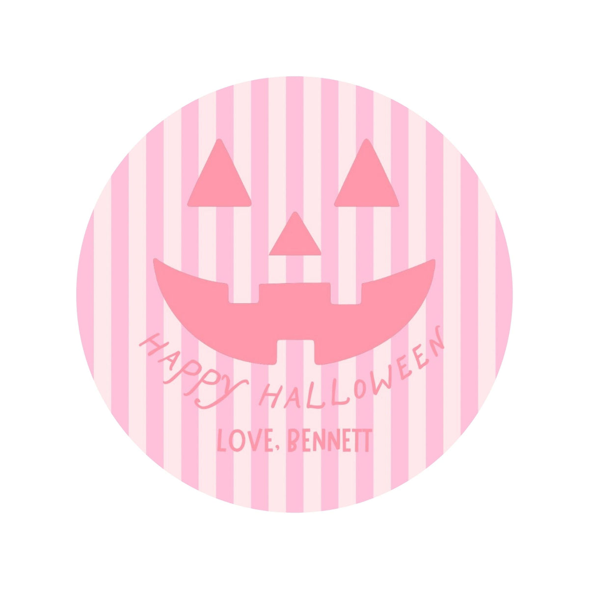 Round Jack O Lantern Tag - Pink