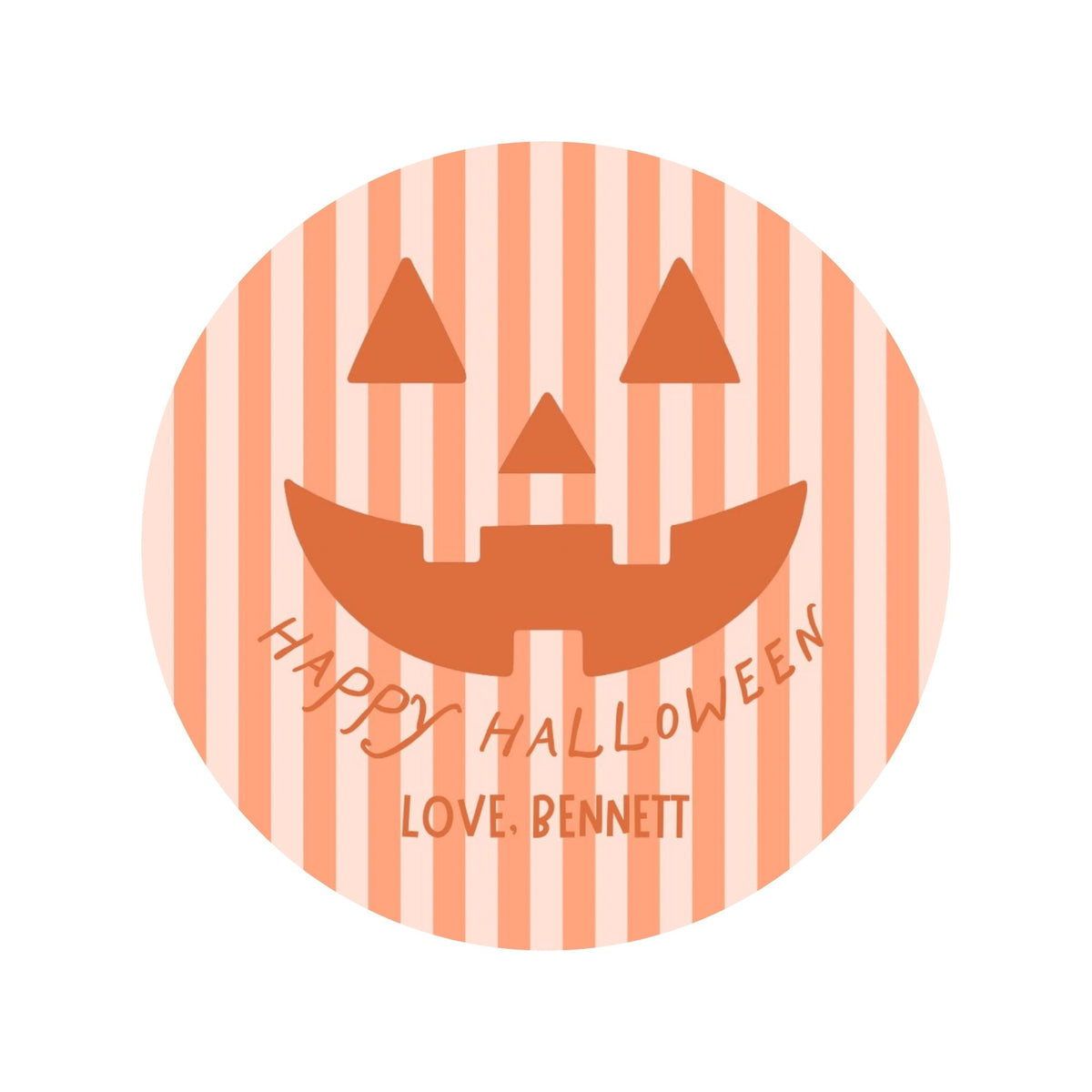 Round Jack O Lantern Tag - Orange