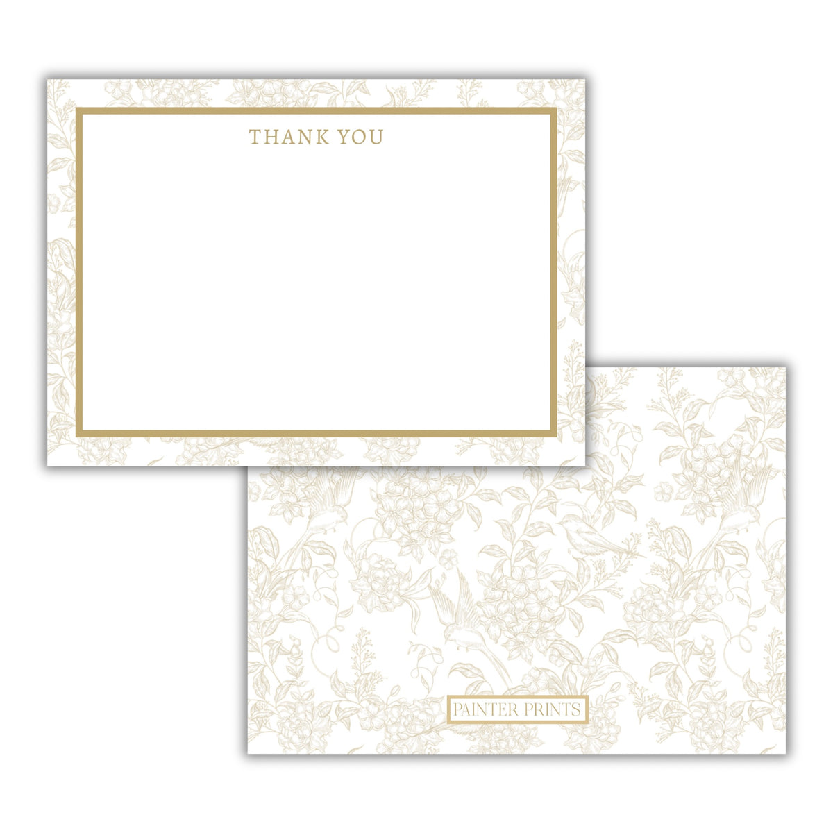 Gold Toile Thank You Cards