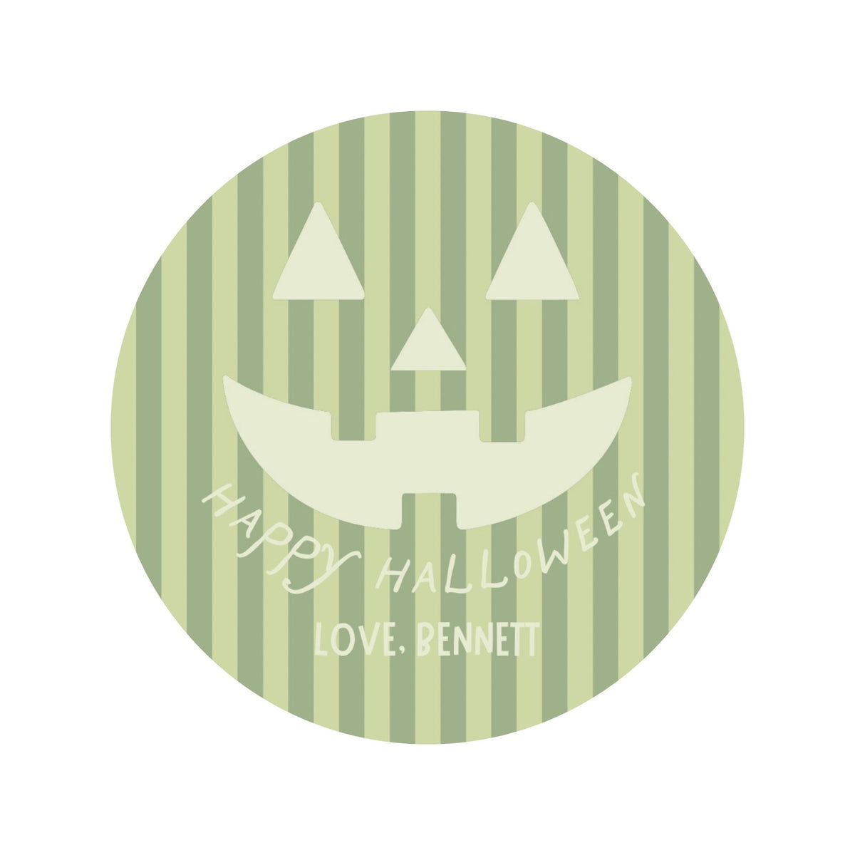 Round Jack O Lantern Tag - Green
