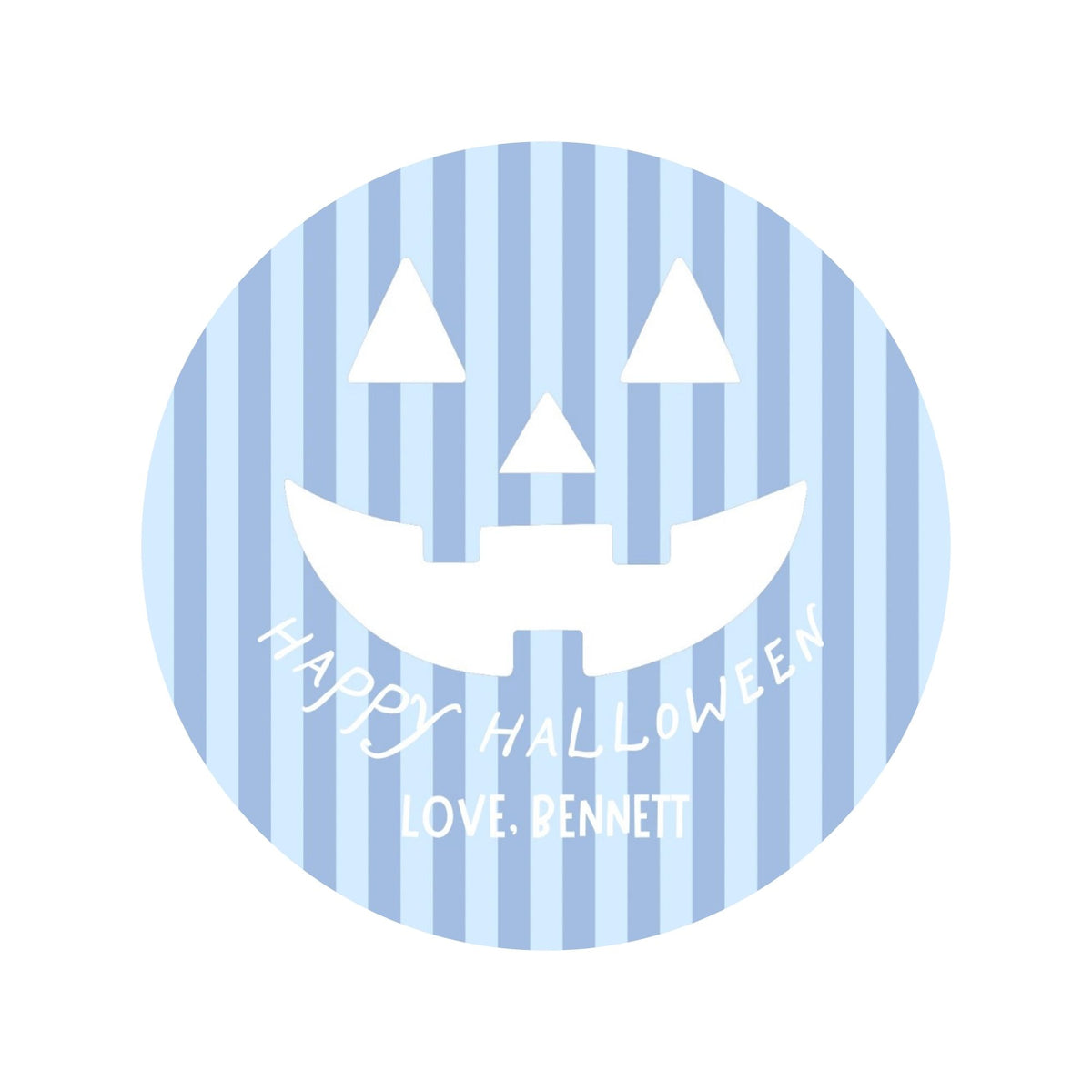 Round Jack O Lantern Tag - Blue
