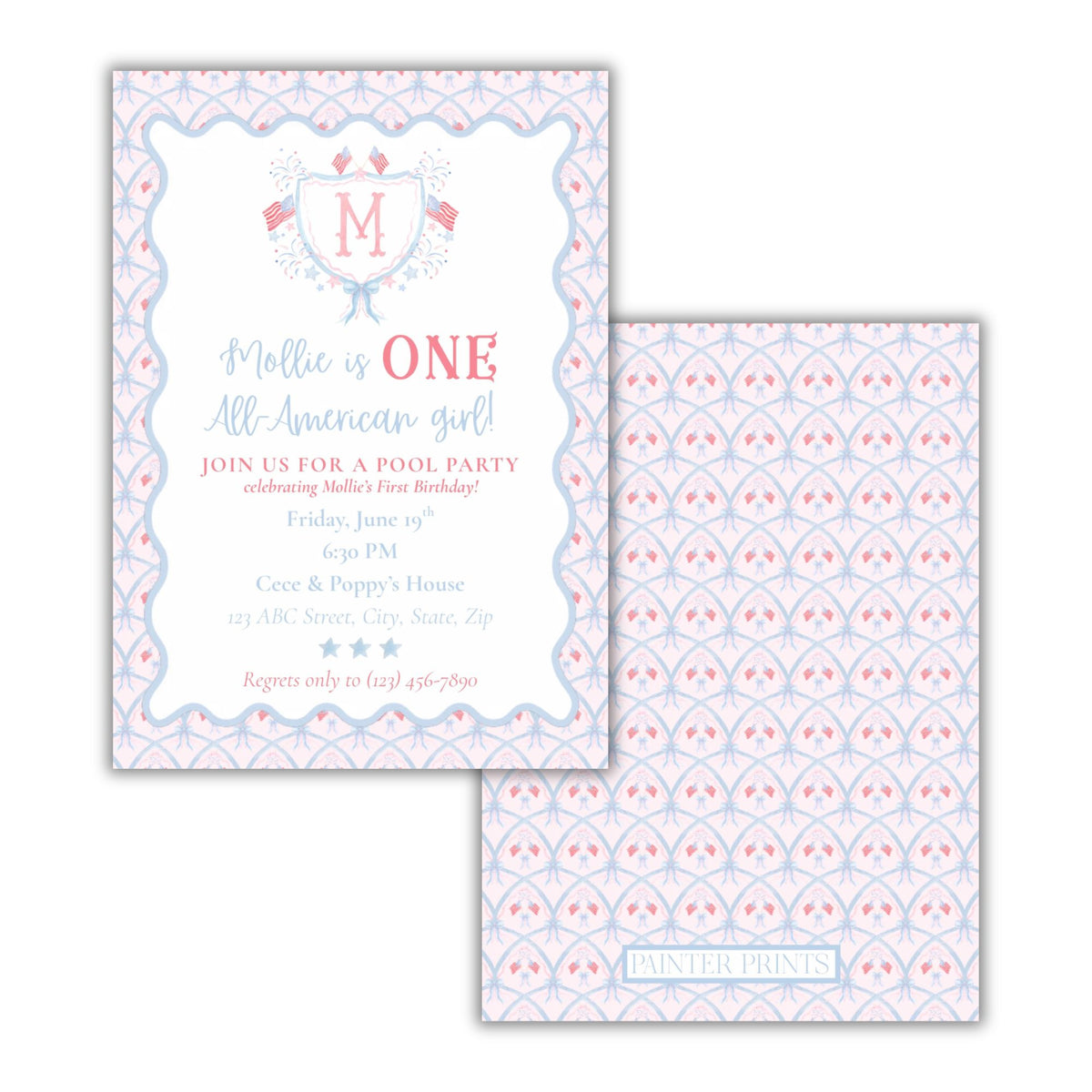All American Girl Birthday Invite